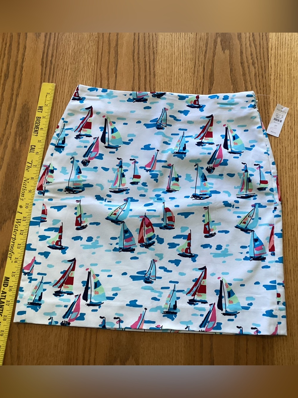 Talbots White Sailboat Print Pencil skirt NWT